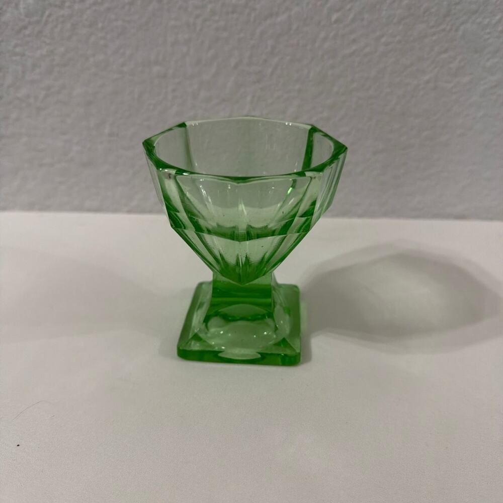 Vintage depression green glass candy dish